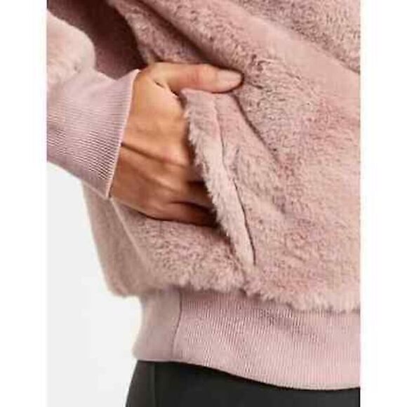 Athleta Ritual Jacket Faux Fur Hoodie Mauve Pink - Size: Medium - Picture 7 of 10